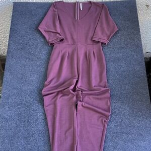 Anthropologie Jumpsuit Womens SP Purple Short Sleeve Zip Back Pockets One Piece